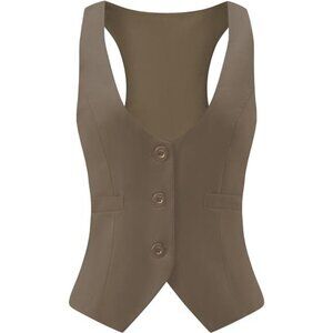 Suit Vest for Women Waistcoat Khaki